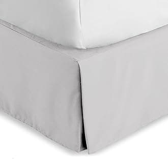 Bare Home California King Bed Skirt - 15-Inch Tailored Drop Easy Fit - Bed Skirt for Cal King Beds - Center & Corner Pleats (Cal King, Light Grey)