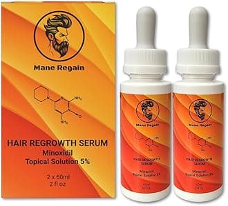 Minoxidil Topical Solution USP 5%, Extra Strength Hair Regrowth Treatment for Men, 2 Month Supply, Unscented, 4 Fl Oz (2 Pack)