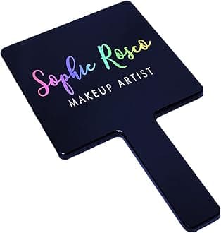 Handheld Makeup Mirror (Black) - FREE PERSONALISATION - for Makeup Artists, Salon, Barber Shops, Hairdressing, Dental Offices