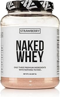 NAKED Strawberry Whey Protein Powder, Only 3 Ingredients, 25g Grass Fed Whey Protein Powder, Aid Muscle Growth & Recovery - 24 Servings