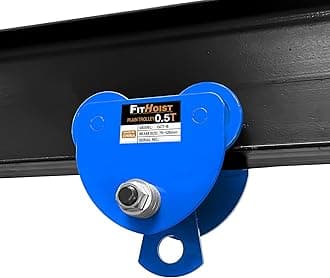 Manually Trolley 1/2 Ton | 1100LBS Capacity Steel Push Beam Trolley | Adjustable for I-Beam Flange Width 3" to 5" | Plain Trolley Crane with Four Sturdy Wheels