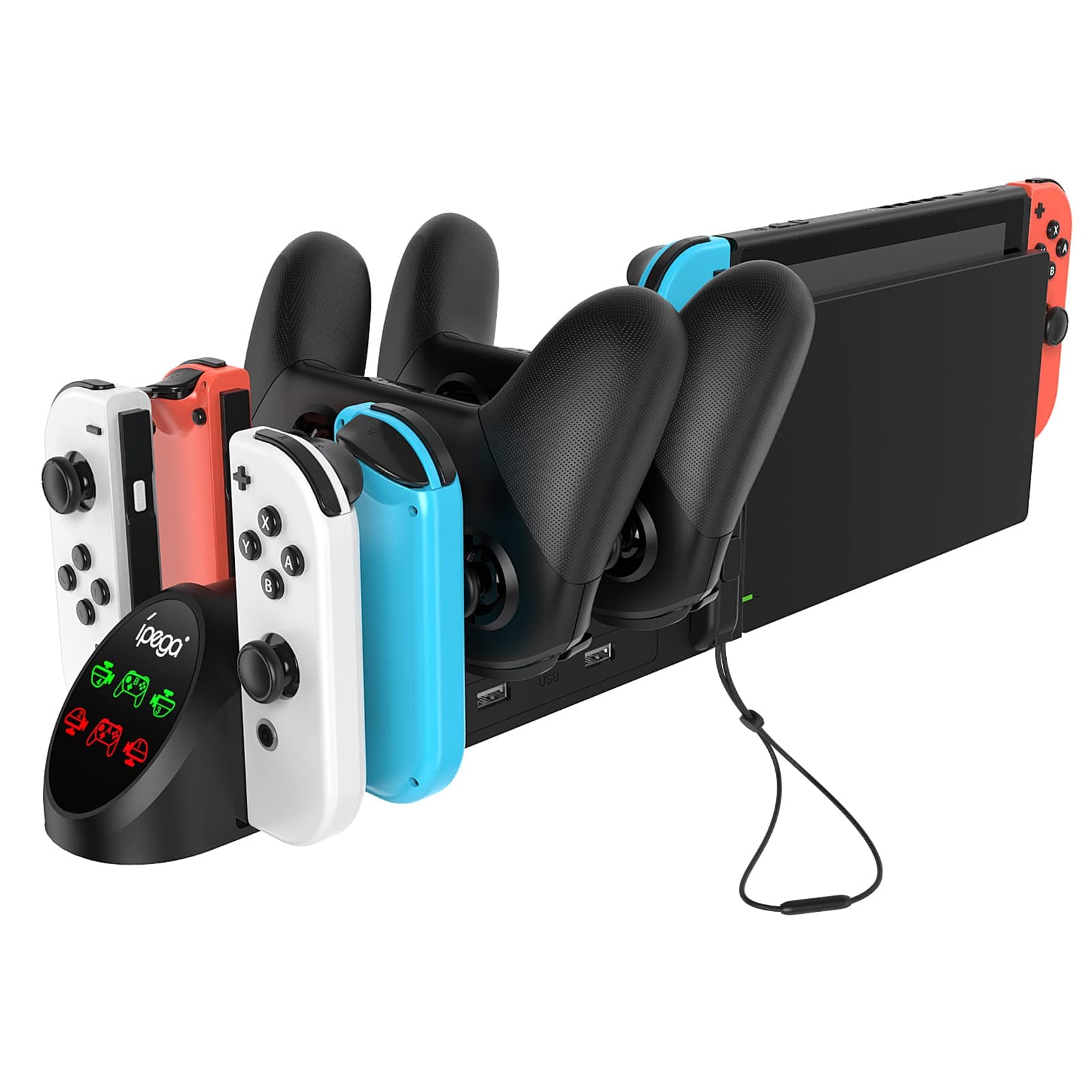 FYOUNG Switch Controller Charger for Nintendo Switch/Switch OLED, 6 in 1 Desktop Charging Dock for Pro Controller for Joy Con with LED Indicator