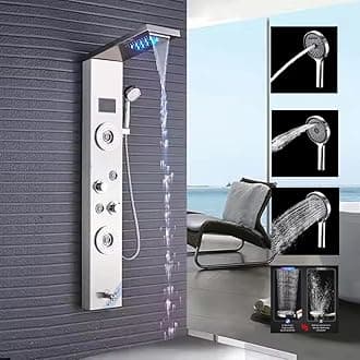 Shower Panel 304 Grade Stainless Steel Shower Panel / 6 in 1 Shower System/Handshower with Waterfall Outletl/Tub Spout/Body Massage Spray With Hot &cold Mixer (Chrome Finishing)