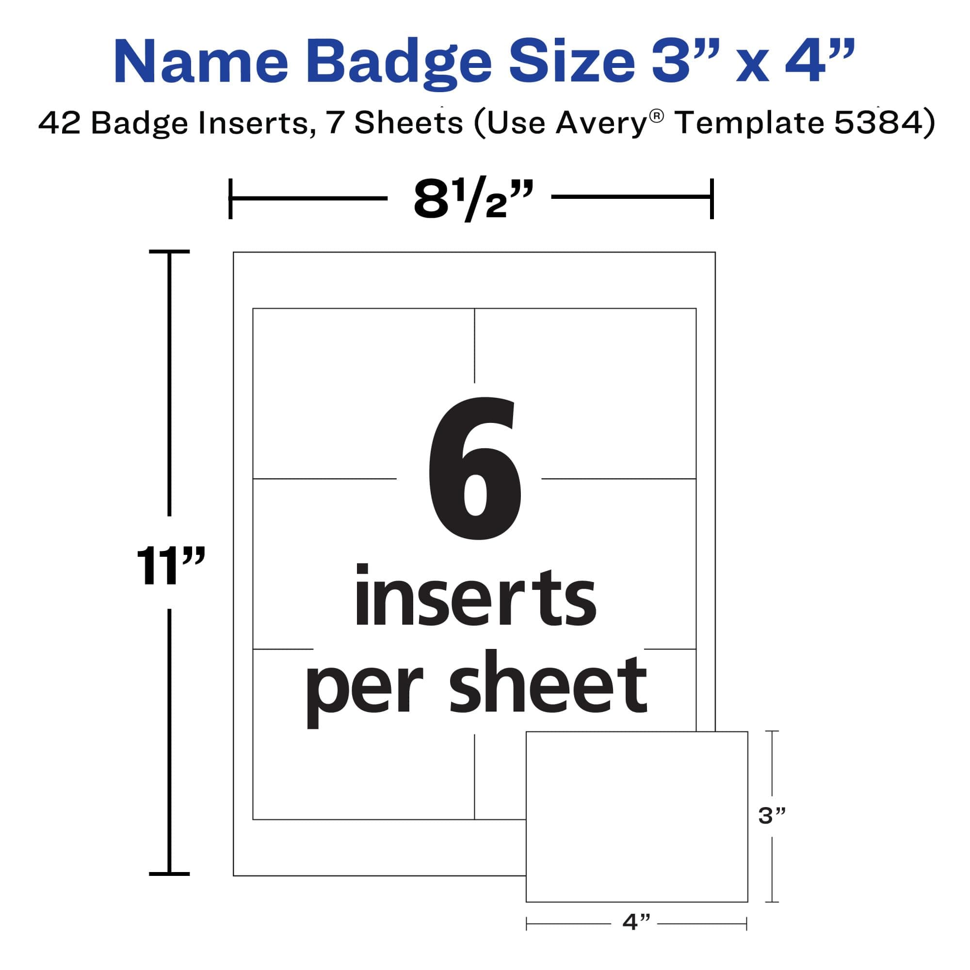 Avery Top Loading Insertable 3 x 4 Inch White Name Badges 40 Count (5384)