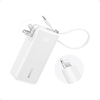 Nano 3-in-1 Power Bank, Foldable AC Plug, 10,000mAh, 30W Two-Way Fast Charging, Built-in Lightning Cable (Not for iPhone 16/15 Series), Compatible with iPhone 14 Series, AirPods, and More