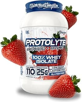 VMI Sports Protolyte 100% Whey Isolate Protein Powder, Strawberry Milkshake, 1.63Lb, With Amino Acids, Electrolytes, Enzymes, High Protein, Gluten Free, Lactose Free, Sugar Free