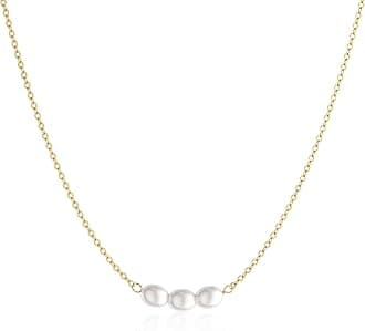 Pearl Necklaces for Women, Dainty Gold Necklace 14k Gold Plated Single Pearl Necklace Simple Pearl Choker Necklaces for Women Trendy Cute Gold Necklace Jewelry for Women
