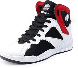 Bacca BucciMen's Comfy Mid-Top Casual Chunky Streetwear Fashion Sneakers | Solid Color Pattern with Rubber Outsole