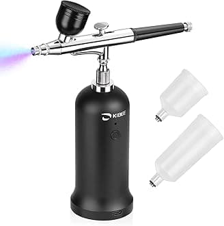 KIBEE Updated Cordless Airbrush Kit with Compressor,USB-C Rechargeable Airbrush with High Pressure Compressor,Wireless Dual Action Air Brush Gun for Barber,Cake Decor,Nail Art,Painting,Makeup…