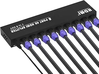 TCNEWCL 4K HDMI Splitter 1 in 8 Out, 4K@30Hz 1080P 8 Port Powered HDMI Splitter for Monitor, TV, Project