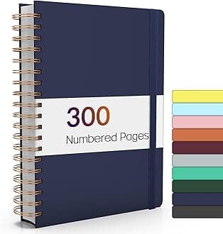 Lined Spiral Journal Notebook with 300 Numbered Pages, B5 College Ruled Thick Journals for Writing with 100GSM Paper, Hardcover Notebooks with Contents for Work, School, Women, Men, Navy