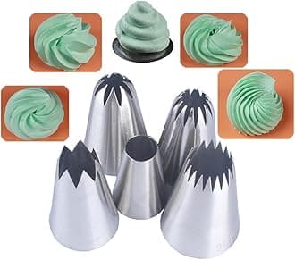Piping Tips Large Pastry Tips Set,Cake Cream Decorating Tips for Frosting,Icing Piping Nozzle For Cupcakes Cakes Cookies(1A,1C,1E,356,9FT)