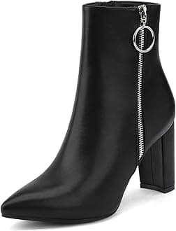 DREAM PAIRS Women's Chunky Heel Ankle Booties Pointed Toe Short Boots
