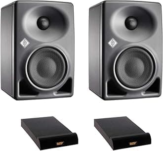 Neumann KH 80 DSP 4" Active 2-Way Studio Monitor (Gray, Pair) with (2) Isolation Pad, Medium Bundle