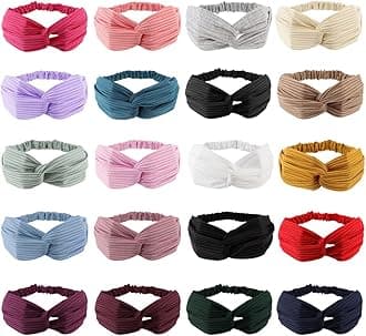 AHONEY 20 PACK Head Bands for Women's Hair Twist Headband Stretchy Workout Elastic Fabric Solid Color Turban Headbands Hair Bands Hair Accessories for Women Fashion Sport YogH