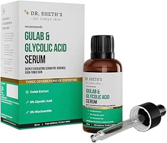 Gulab & 6% Glycolic Acid & 5% Niacinamide Instant Brightening Face Serum | Improves Skin Texture & Uneven Skin | Normal to Oily Skin | Sensitive Skin | 30ml