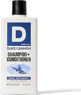 Duke Cannon Supply Co. 2-in-1 Hair Wash - Masculine Scent - Gentle Cleansing Hair Wash For Men - Stimulating Hair Shampoo & Conditioner - Strengthens Hair - Naval Diplomacy Shampoo/Conditoner (14 oz)