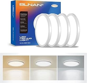 LED Flush Mount Ceiling Light, 8.66 Inch 18W 3000K/4000K/5000K Hardwire Light Fixture, Ultra Thin Round White Lamp for Kitchen Porch Bedroom Hallway Stairwell Basement, Non-dimmable 4 Pack