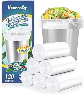 1.6 Gallon 90 pcs (Fit 1.3-1.6 Gal)Small Clear Trash Bags, Strong 1.3 Gallon1.5 Gallon 1.6 gallons Garbage Bags, Bathroom Trash Can Bin Liners, Mini Bags for Office, Waste Basket Liner,Fit 5-6 Liters