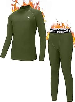 EwedoosKids Thermal Underwear Set Long Underwear Boys Girls Long Johns Fleece Lined Base Layer Thermal Set