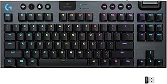 Logitech G915 TKL Tenkeyless Lightspeed Wireless RGB Mechanical Gaming Keyboard, Low Profile Switch Options, Lightsync RGB, Advanced Wireless and Bluetooth Support - Clicky
