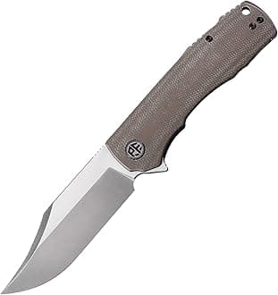 PFP03 Victor,3.58" K110 Satin Blade,140g Micarta Handel Flipper Liner lock Folding knife (Khaki Satin)