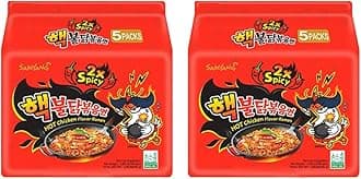 SamyangBuldak Spicy Ramen, Hot Chicken Ramen, Korean Stir-Fried Instant Noodle, 2X Spicy, 2 Bags with 10 Pack