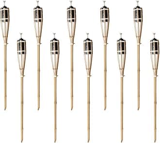 Natural Handmade Bamboo Garden Tiki Torch 60cm - Pack of 10