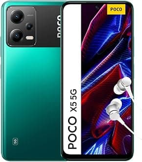 Xiaomi POCO X5 5G Smartphone + Headphones, 6 + 128 GB Mobile Phone without Contract, 6.67 Inch 120 Hz FHD + AMOLED DotDisplay, 48 MP Triple Camera, 5000 mAh, Dual SIM, Green