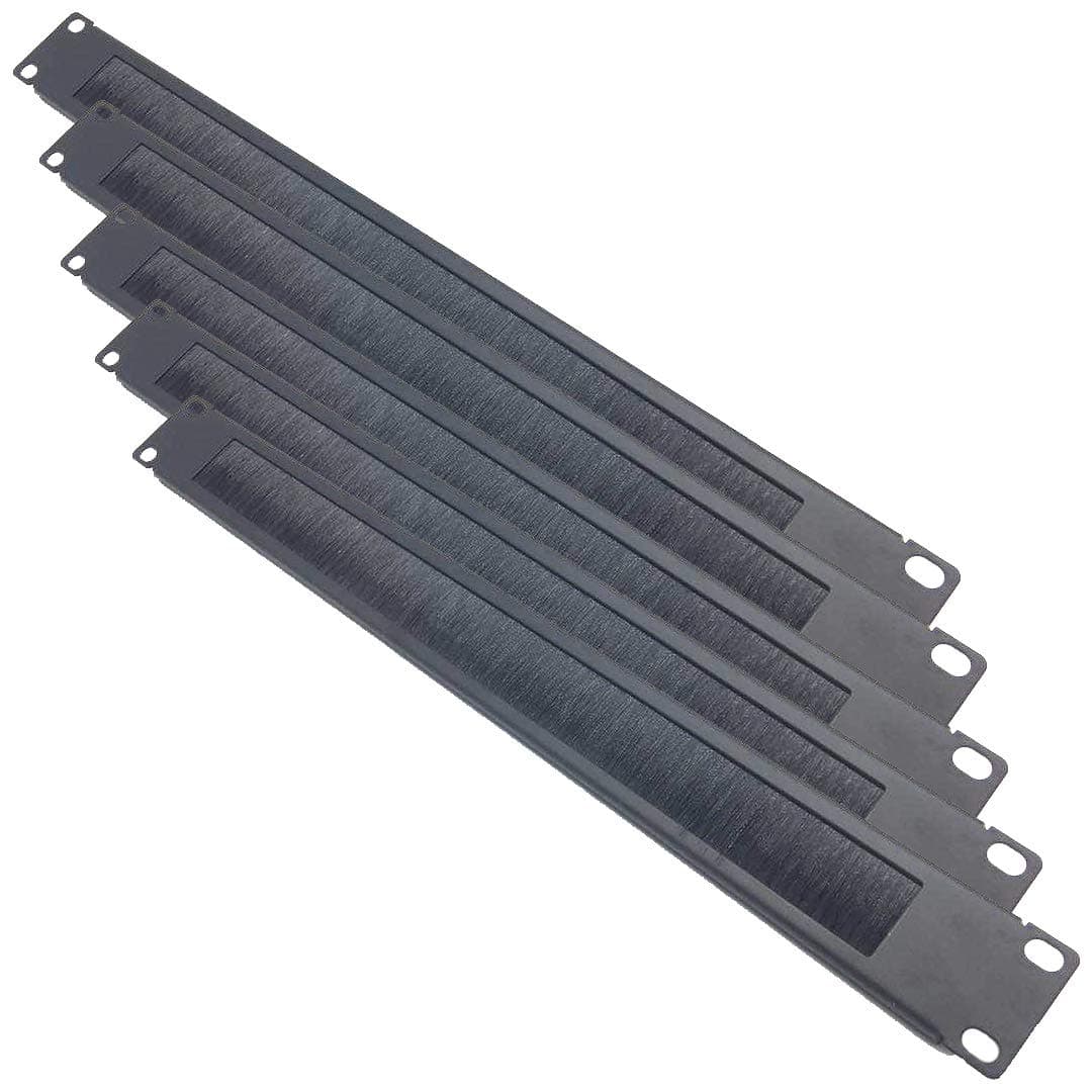 5 Pack 1U Brush Cable Manager Horizontal Rack Mount Cable Management Strip Panel for 19-inch Server Rack or Network Cabinet