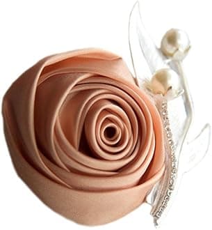 Boutonniere Bridegroom Groom Men's Boutonniere Boutineer with Pin for Wedding, Prom, Homecoming Champagne Pack of 4