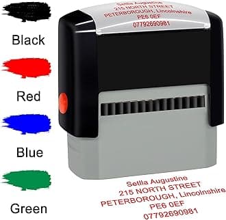Personalised Stamp 70x25mm Custom Self-Inking Business Address Rubber Stamps Up to 5 Lines-4 Color and Font Choices
