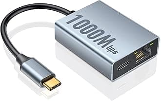 ZEXMTE 1000Mbps Ethernet Adapter for Chromecast with Google TV, USB C to RJ45 Gigabit Ethernet Adapter Compatible with Chromecast with Google TV HD/4K, Laptop, Tablet - Adhesive Tape Included