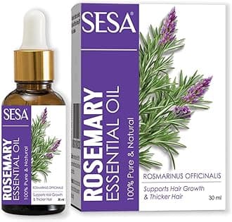 Sesa Rosemary Essential Oil for Hair Growth and Nourishes Skin | 100% Pure, Natural and Premium Spanish Rosemary Oil | Hair Fall Control & Scalp Nourishment | For Women & Men | 30 ml