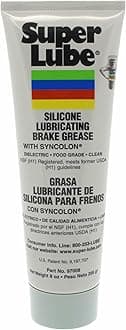 Super Lube 97008 Silicone Lubricating Brake Grease with PTFE, 8 oz Tube, Translucent White