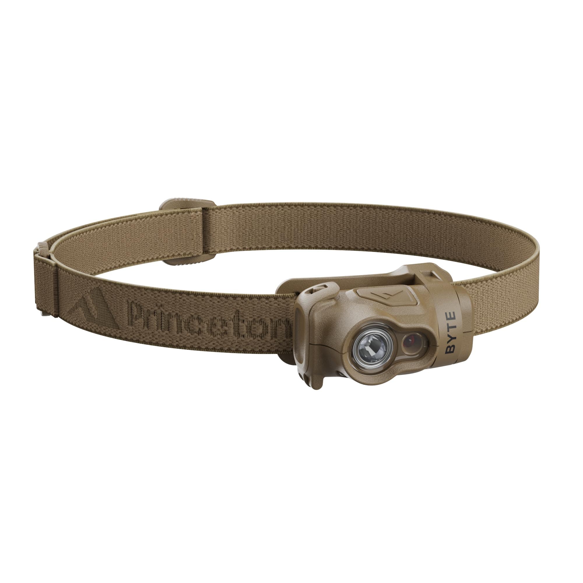 Princeton Tec Byte Tactical LED Headlamp Lightweight Compact, Durable Hands-Free Lighting with White and Red Beam Options - Tan