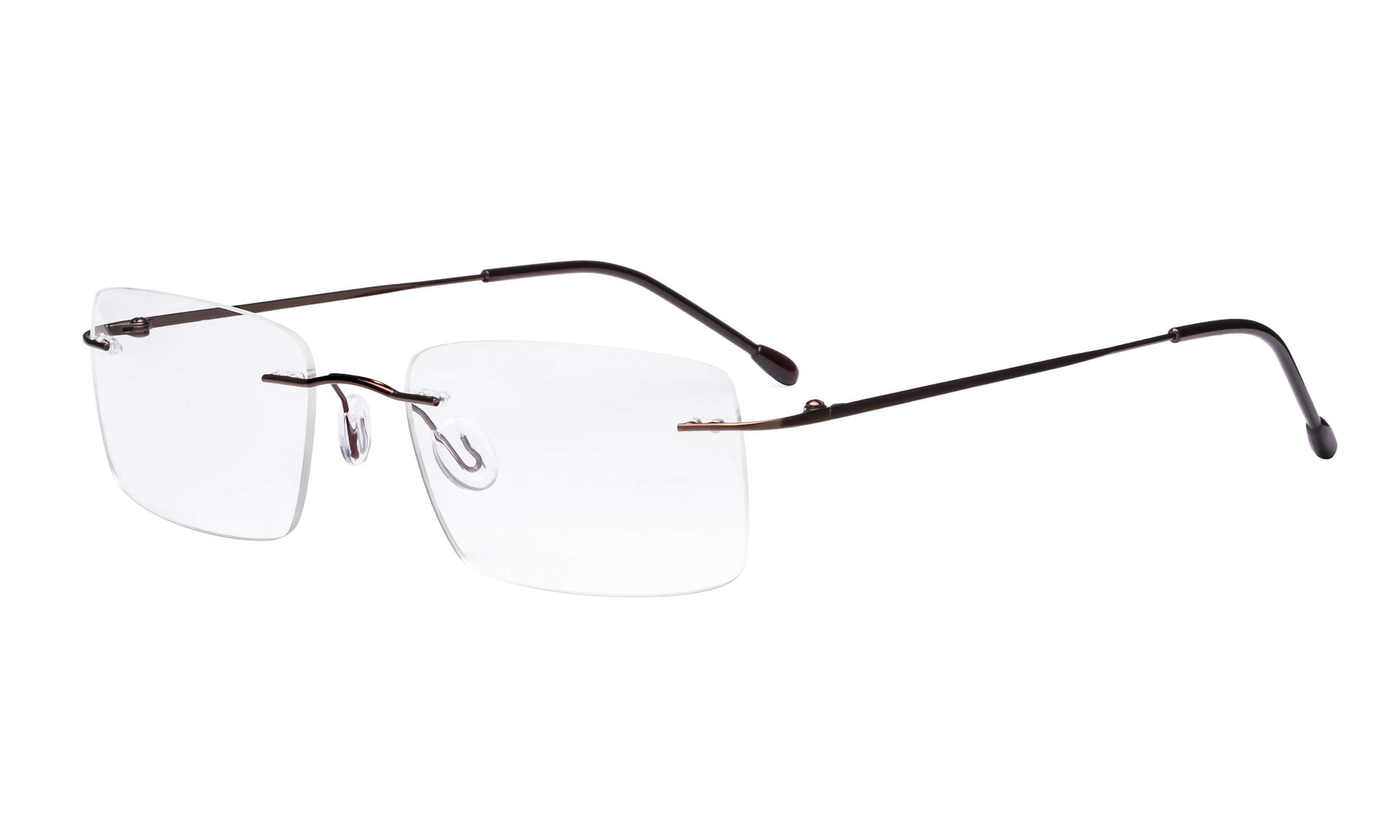 Eyekepper Frameless Reading Glasses for Men Reading - Rectangle Rimless Reader Eyeglasses Brown +1.25