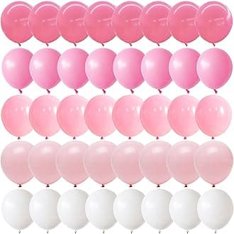 Pink and White Balloons, Pack of 60PCS Dusty Light Pastel Pink White Bow Balloon, Baby Pink Latex Balloon for Girls Women Kitty Birthday Wedding Bridal Baby Shower Cat Theme Party Decorations Supplies