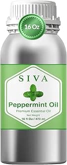Siva Peppermint Essential Oil - 16 Fl Oz – Natural Peppermint Oil - for Diffuser, Face, Skin Care, Aromatherapy, Hair Care, Scalp and Body Massage