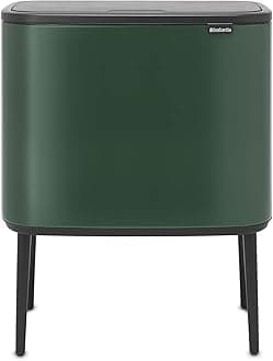 Brabantia Bo Touch Bin - 3 x 11L Inner Buckets (Pine Green) Waste/Recycling Kitchen Bin - Soft-touch