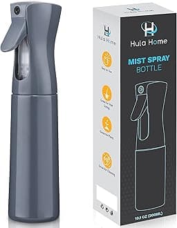 Hula Home Continuous Spray Bottle for Hair (10.1oz/300ml) Empty Ultra Fine Plastic Water Mist Sprayer – For Hairstyling, Cleaning, Salons, Plants, Essential Oil Scents & More - Gray