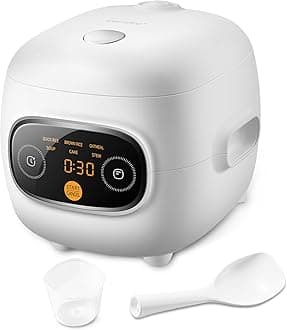 COMFEE' Mini Rice Cooker 4 Cups Cooked/2 Cups Uncooked, Portable Non-Stick rice maker, 24 hours Timer Delay, 6 Functions, Fast Cooker, Brown Rice, Oatmeal, White