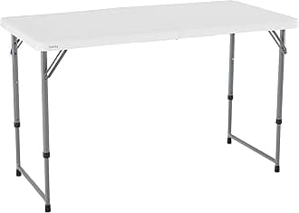 4ft Heavy Duty Folding Table with Handle Portable Plastic Foldable Table for Indoor/Outdoor Events, Camping, Parties, and More – Sturdy Steel Legs, Compact & Easy to Store