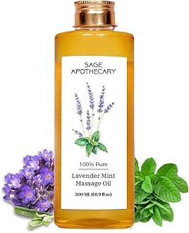 Sage Apothecary's Lavender Mint Massage Oil : Sensual Harmony Meets Natural Elegance | Vegan | Cruelty Free | Natural Bliss | Ideal for Couples, Date Nights, and Relaxing Massages | 500 ml