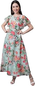 Shasmi Women's Georgette Digital Floral Printed Gown Dress for Women