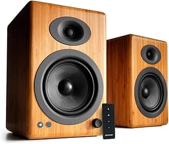 Audioengine A5 Plus Classic 150W Powered Bookshelf Speakers with Remote Control - Bamboo