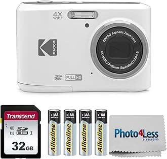 PIXPRO FZ45 16MP Digital Camera with 4X Optical Zoom 27mm Wide Angle and 2.7" LCD Screen Bundle with 32GB SD Memory Card, AA Batteries (4 Pack), Lens Cleaning Cloth (White)