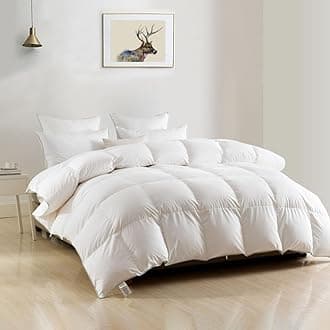 DWR Lightweight Down Feather Fibers Full/Queen, Thin Duvet Insert with Ties, Ultra-Soft Cotton Blend Cover, High Fill Power 30oz for Hot Sleepers/Warm Weather(90x90, White)