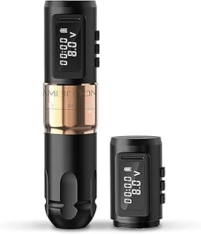 Ambition MARS-U Wireless Tattoo Machine with Adjustable Stroke - Rotary Cartridge Tattoo Machine Pen with Extra 1800mAh Power Coreless Motor Digital LED Display for Professional Tattoo Artist