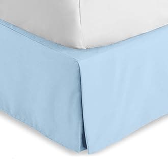 Bare Home Pleated Queen Bed Skirt - 15-Inch Tailored Drop Easy Fit - Bed Skirt for Queen Beds - Center & Corner Pleats (Queen, Light Blue)
